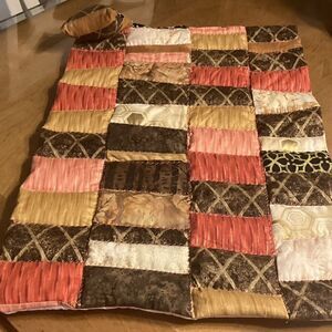 NWOT. Hand Crafted Reversible Doll/Stuffed Animal Quilt & Pillow Set